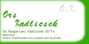 ors kadlicsek business card